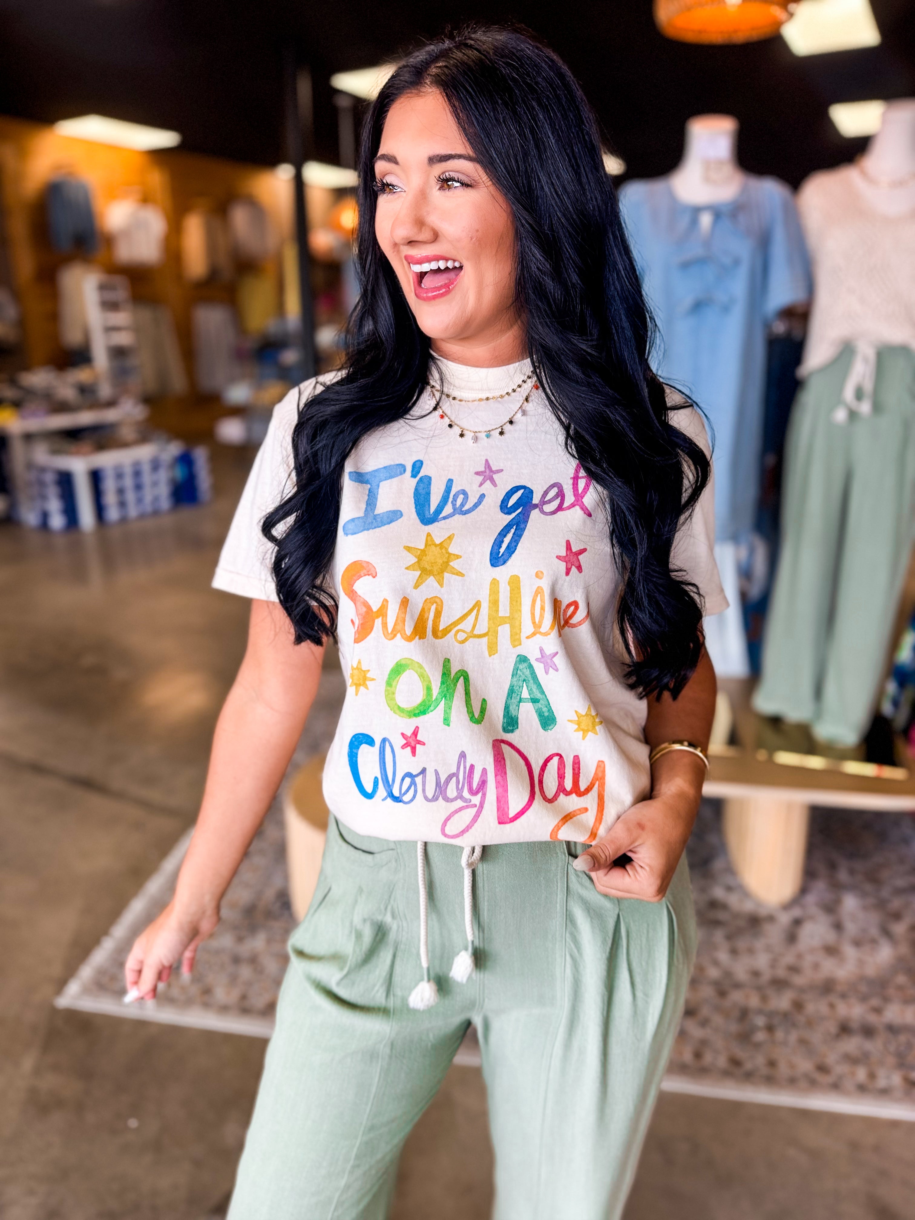 I've Got Sunshine Graphic Tee - Ivory - Lace and Grace Boutique