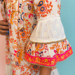 POL Paisley Beaded Mandarin Dress - Ivory/Orange Multi - Lace and Grace Boutique