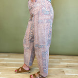 Vintage Floral Tapestry Printed Barrel Pants - Multi