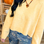 Tie-Back Crewneck Cropped Sweater - Marigold - Lace and Grace Boutique