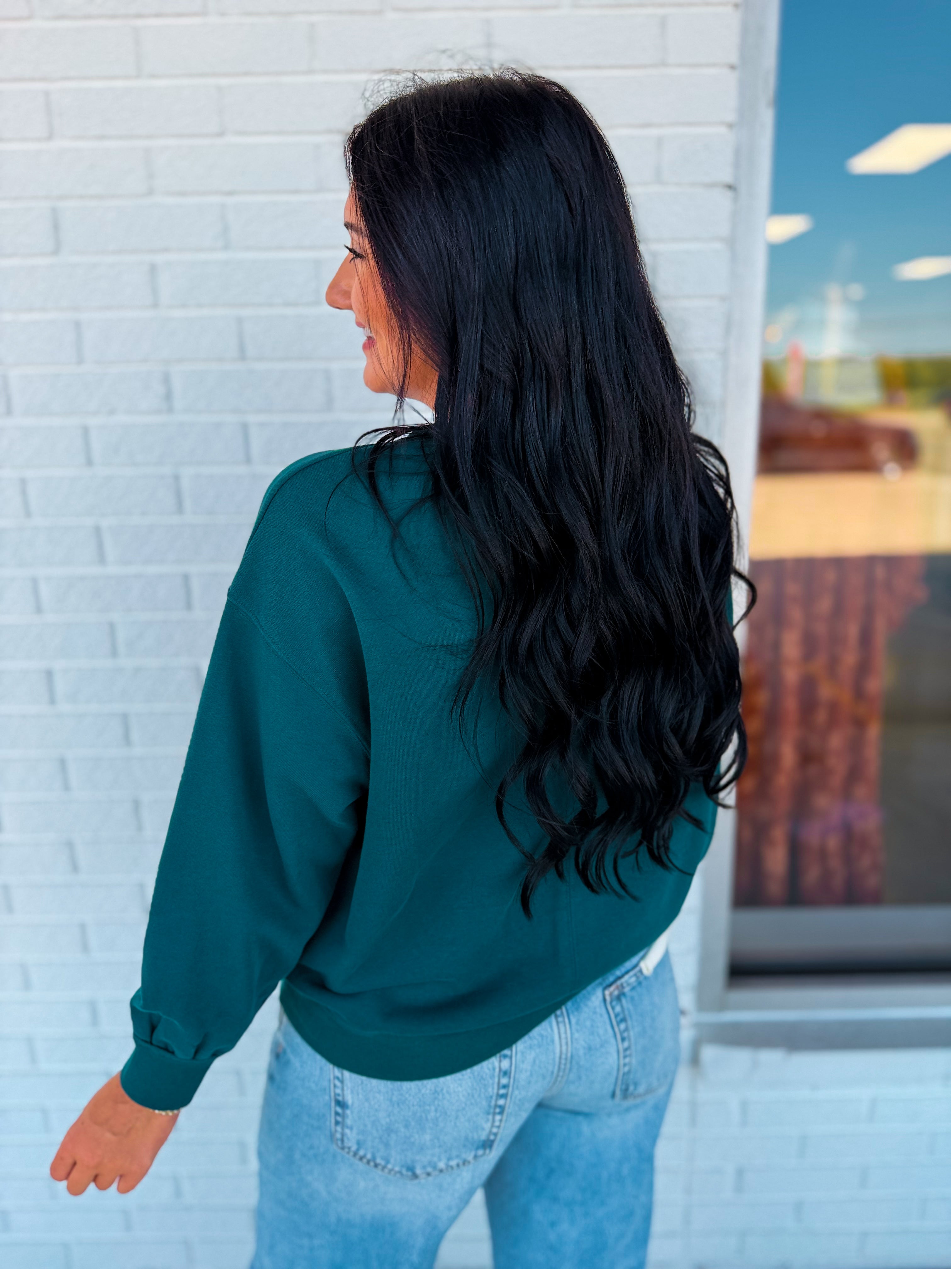 Embroidered Duck Pullover Top - Heritage Green - Lace and Grace Boutique