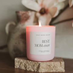 Best Mom Ever 15 oz. Soy Wax Candle - Matte Pink - Lace and Grace Boutique