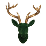 Velvet Reindeer Head Decor - Green/Gold