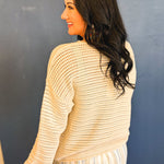 Open-Knit Button Detail Sweater - Natural - Lace and Grace Boutique