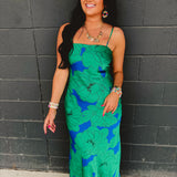 Floral Slip Maxi Dress - Blue/Green - Lace and Grace Boutique