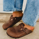 Birkenstock Boston Oiled Leather Clogs - Habana