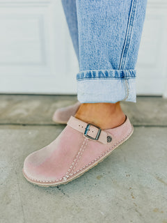 Birkenstock Lutry Premium Suede Clog - Light Rose - Lace and Grace Boutique