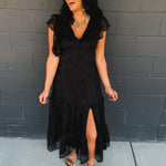 Floral Lace Embroidered Tiered Maxi Dress - Black - Lace and Grace Boutique