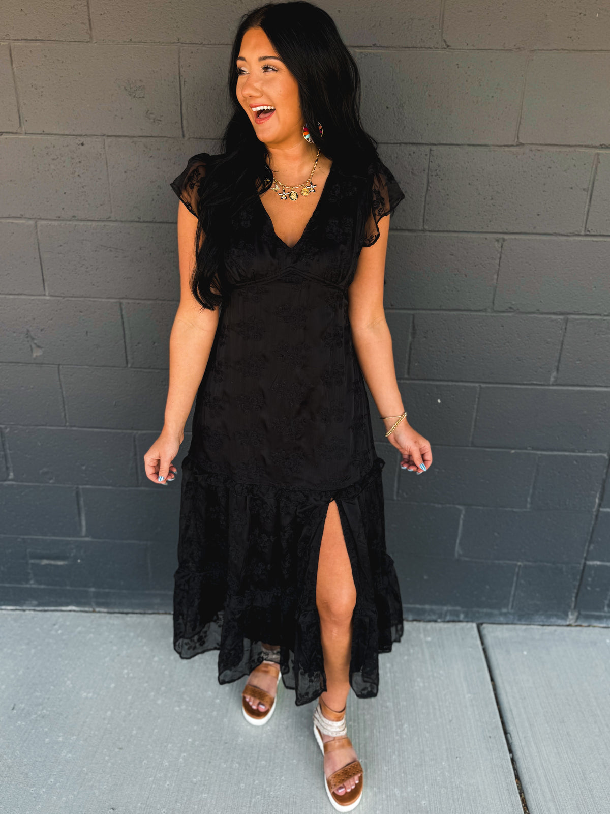 embroidered maxi dress black Lace - Size:54/ US 18 women's structured mini dress Imani Halter Neck Maxi Hidden back zipper/clasp