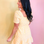 Eyelet Embroidered Shift Mini Dress - Sunwashed Lemon - Lace and Grace Boutique