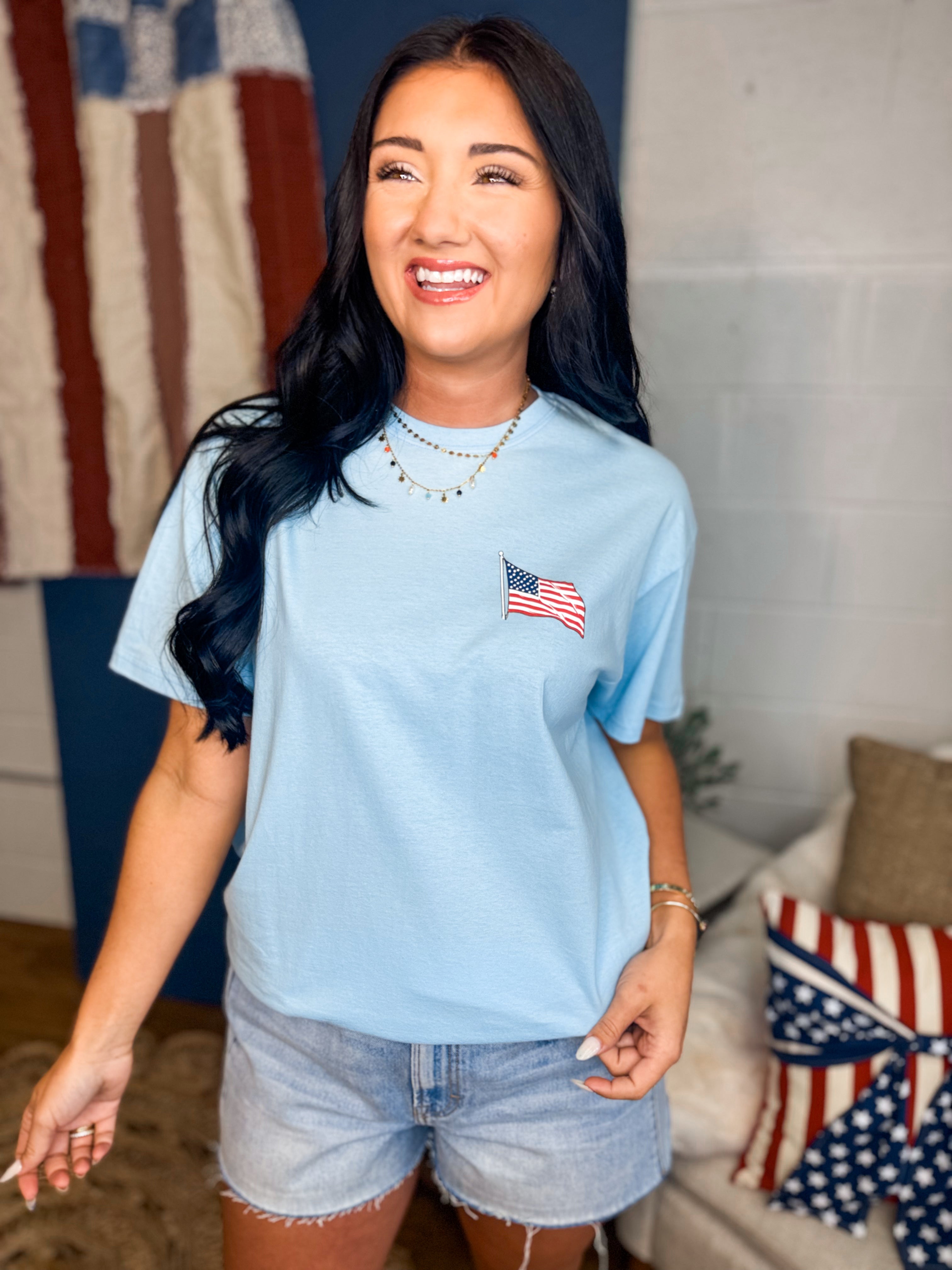 Simply Southern Liberty, Loyalty, & Love Graphic Tee - Ice - Lace and Grace Boutique