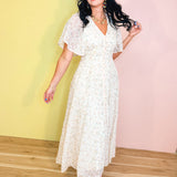 Flowy Flutter Sleeve Maxi Dress - Vintage Cream - Lace and Grace Boutique