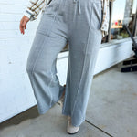 Pigment Wash French Terry Wide Leg Pants - Sleet - Lace and Grace Boutique