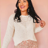 Open Ribbed Knit Sweater - Off White