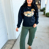 Simply Southern Camo Duck Patch Sweatshirt - Black - Lace and Grace Boutique