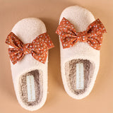 Fall Floral Bow Fuzzy Slippers