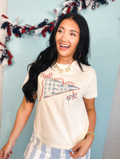 Simply Southern USA Patch Tee - Ivory - Lace and Grace Boutique