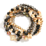 Beaded Stretch Bracelet Set - Black - Lace and Grace Boutique