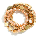 Chunky Stretch Beaded Bracelets, Set of 5 - Lace and Grace Boutique