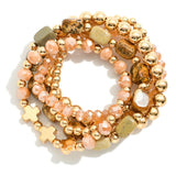 Chunky Stretch Beaded Bracelets, Set of 5 - Lace and Grace Boutique