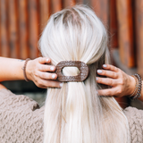 Teleties Flat Round Hair Clip | Small - Brown Crocodile