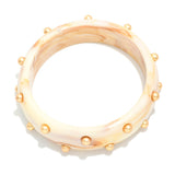 Gold Stud Accent Bangle Bracelet - Ivory
