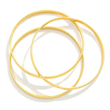 Gold Flat Bangle Bracelets, Set of 3 - Lace and Grace Boutique