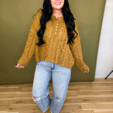 Chunky Cable Knit Henley Sweater - Camel - Lace and Grace Boutique