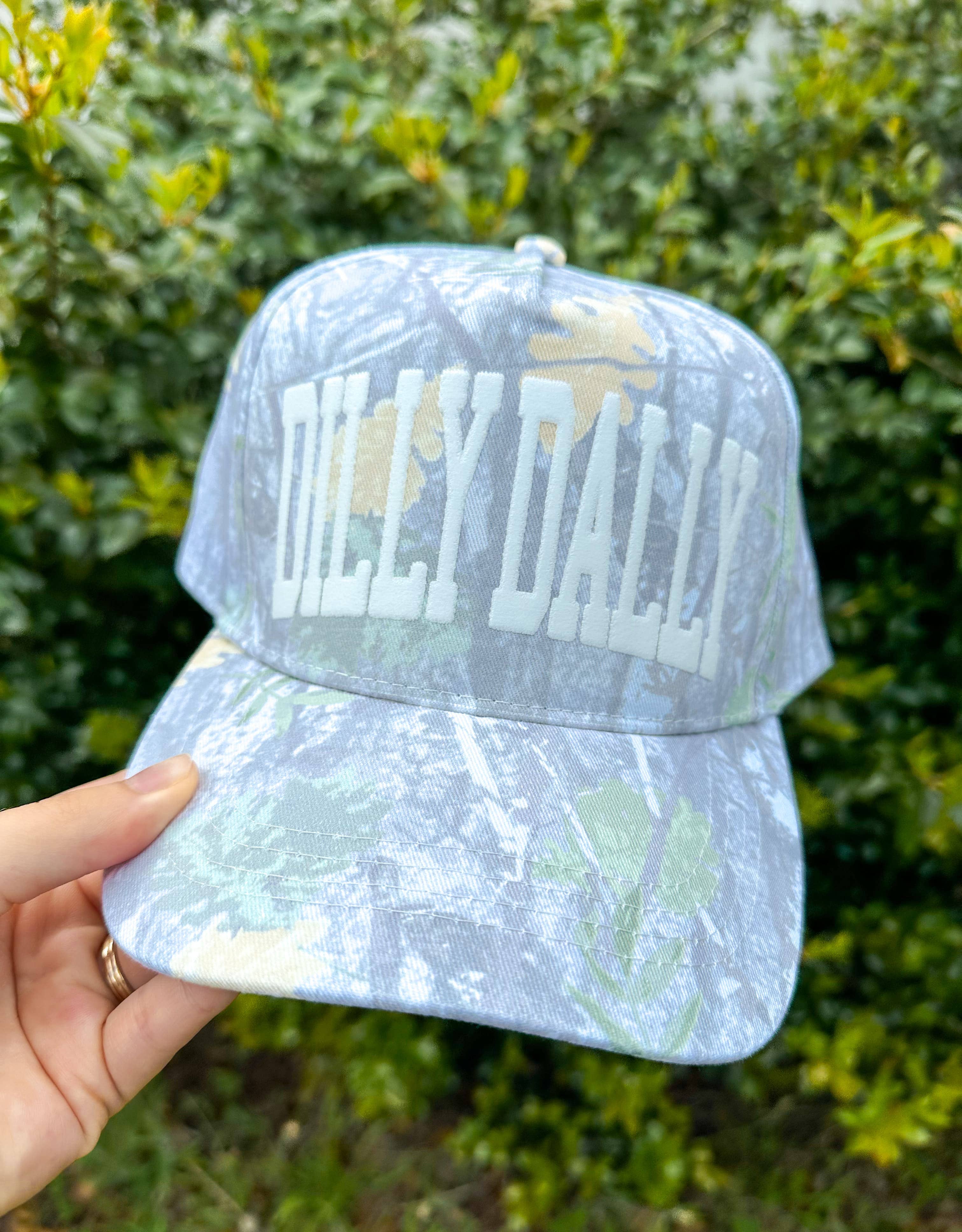 Dilly Dally Washed Camo Canvas Trucker Hat - Lace and Grace Boutique