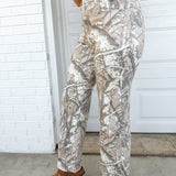 Camo Printed High Rise Wide Leg Jeans - Timberwolf