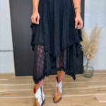Lace Tier Midi Skirt - Black - Lace and Grace Boutique
