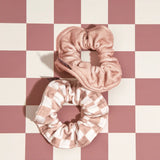 Kitsch Microfiber Quick-Dry Towel Scrunchie Set - Terracotta Checker