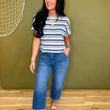 Stretch Denim Cuffed Barrel Leg Jean - Medium - Lace and Grace Boutique