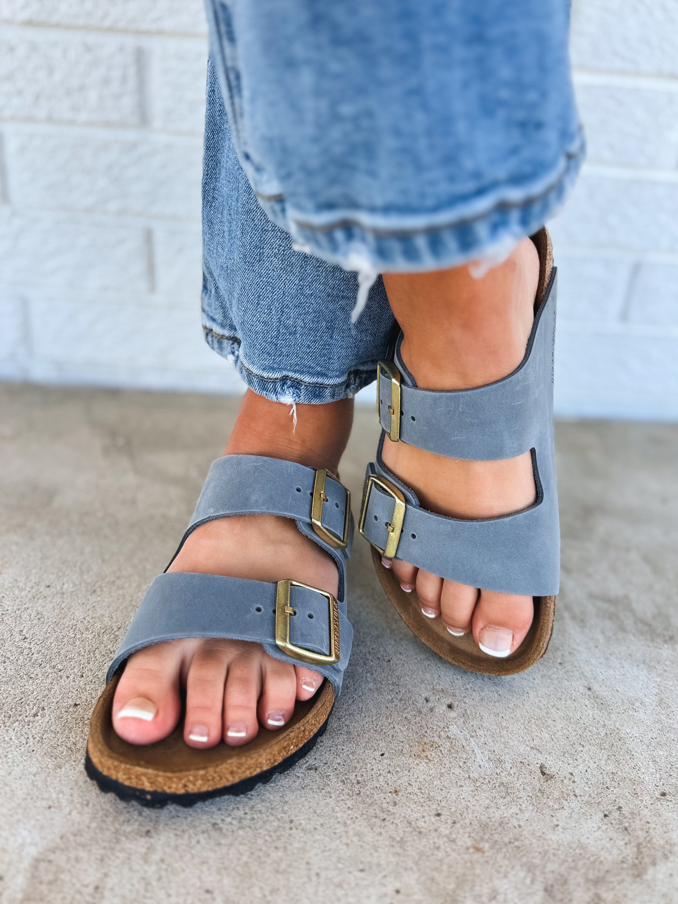 Birkenstock Arizona Oiled Leather Sandal - Basalt Gray - Lace and Grace Boutique