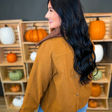 Corduroy Contrast Button Up Barn Jacket - Camel