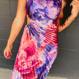 One Shoulder Asymmetrical Pleated Maxi Dress - Lilac Rose - Lace and Grace Boutique
