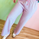 Striped Drawstring Pants - Pink/Mint - Lace and Grace Boutique