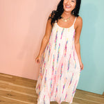 Multicolor Tie-Dye Embroidered Cami Maxi Dress - Lace and Grace Boutique