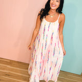 Multicolor Tie-Dye Embroidered Cami Maxi Dress - Lace and Grace Boutique