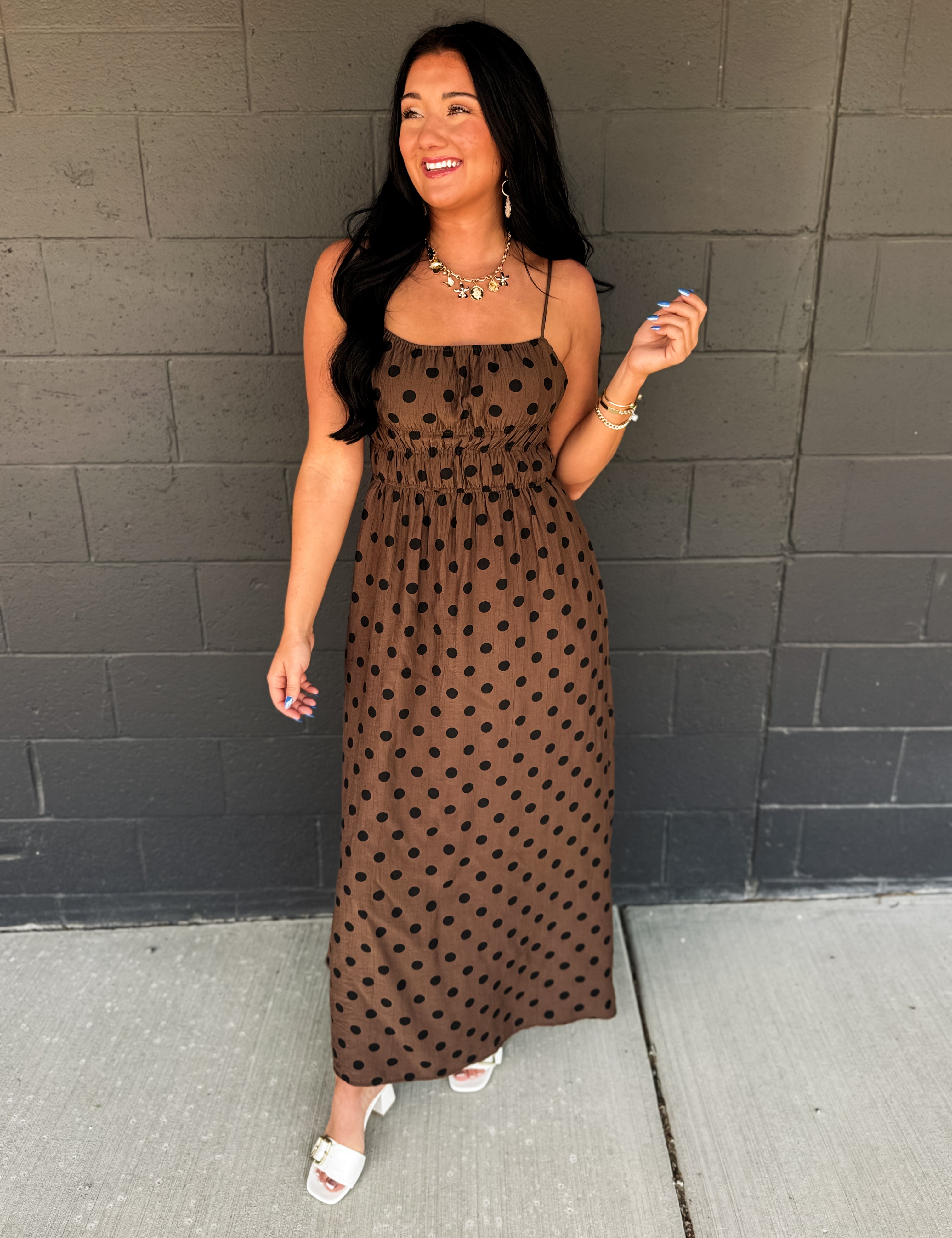 Everyday Muse Polka Dot Maxi Dress - Brown/Black Everyday Muse Polka Dot Maxi Dress - Brown/Black