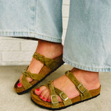 Birkenstock Franca Braided Oiled Leather Sandal - Olive Green