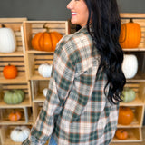 Oversized Plaid Flannel Shirt - Hunter - Lace and Grace Boutique