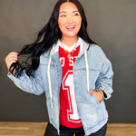 Mineral Wash Oversized Denim Hoodie Jacket - Lace and Grace Boutique
