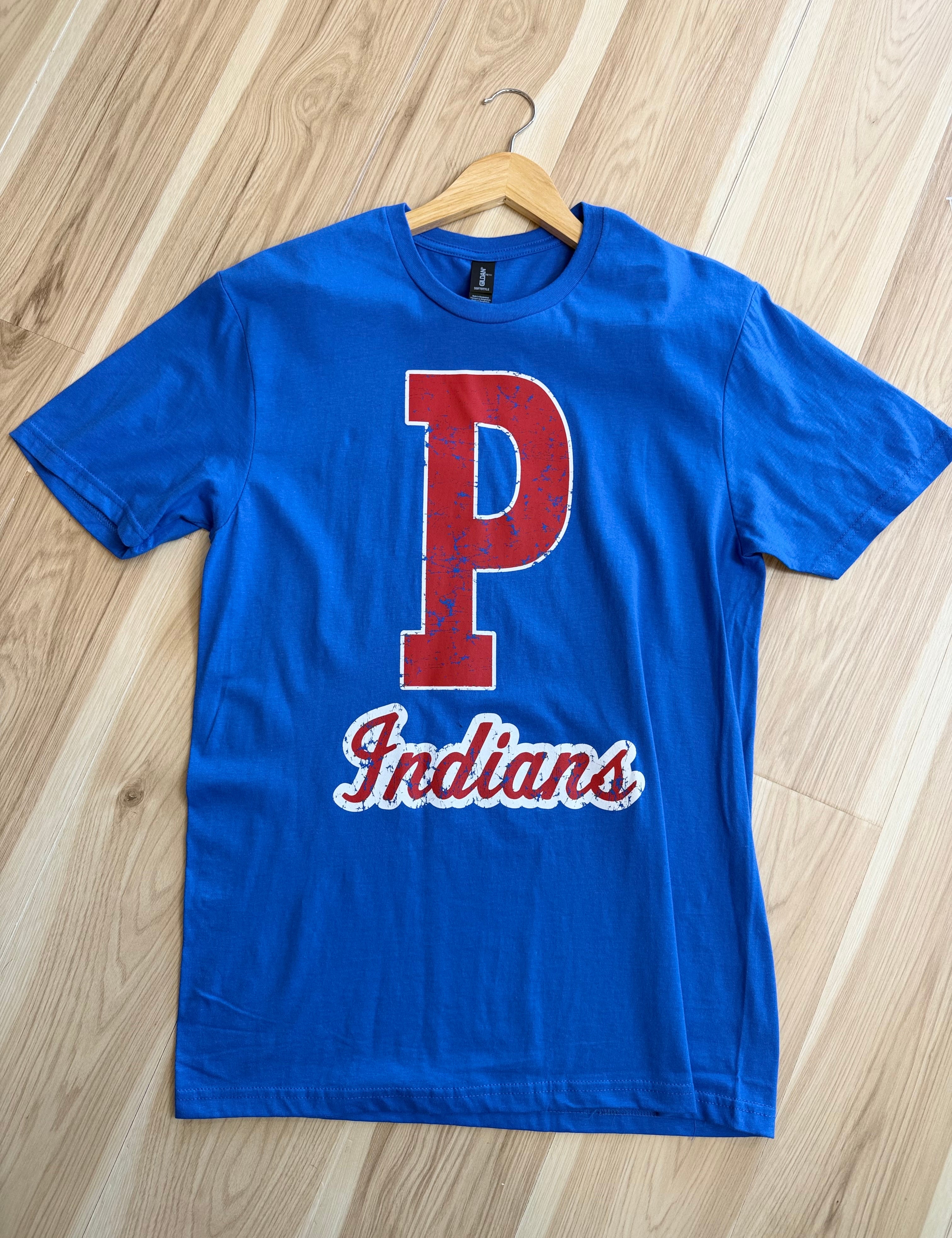 P Indians Distressed Tee - Royal - Lace and Grace Boutique