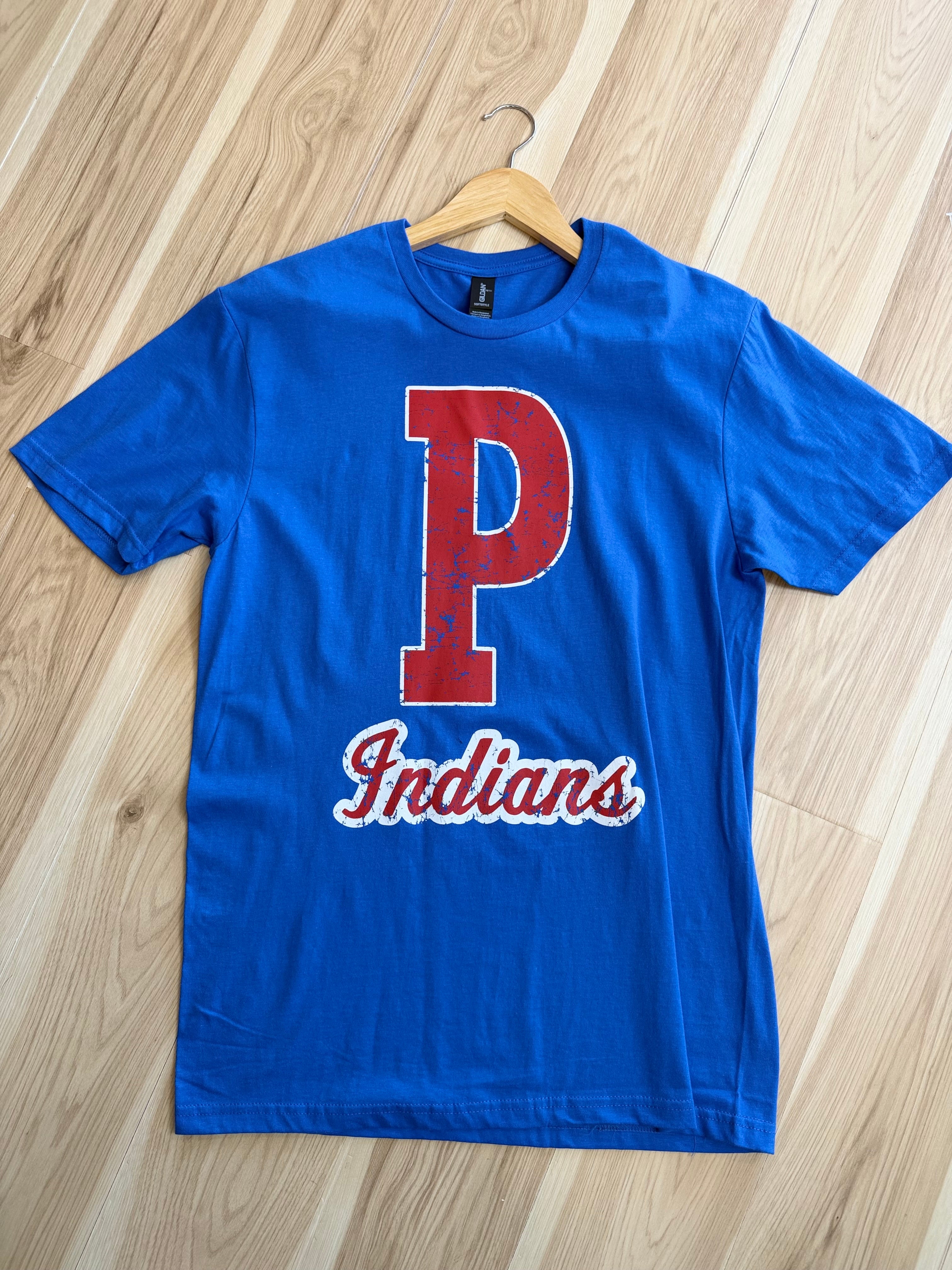 P Indians Distressed Tee - Royal - Lace and Grace Boutique