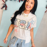 Simply Southern USA Patch Top - Light Heather - Lace and Grace Boutique