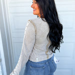 POL Washed Thermal Knit Button Detail Top - Sand - Lace and Grace Boutique