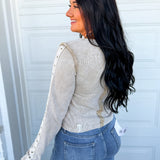 POL Washed Thermal Knit Button Detail Top - Sand - Lace and Grace Boutique