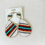 Serape Beaded Earrings - White - Lace and Grace Boutique