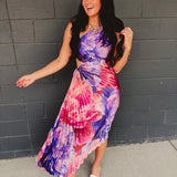 One Shoulder Asymmetrical Pleated Maxi Dress - Lilac Rose - Lace and Grace Boutique